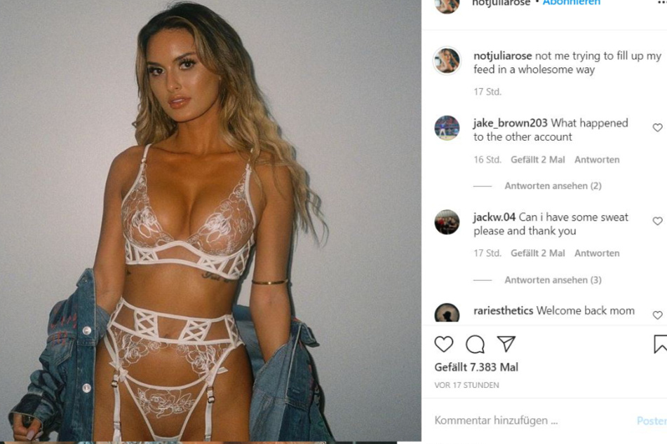 Alles andere als züchtig: Julia Rose gibt auf Instagram sofort wieder Gas.