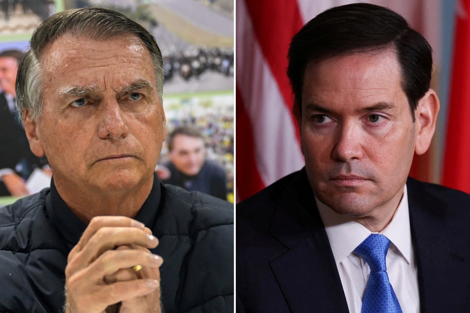Secretary of State Marco Rubio (r.) revoked the US visas of judges president over ex-Brazilian President Jair Bolsonaro's coup case.