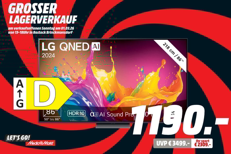 86-Zoll LG-Fernseher 86QNED86T6A für 1.190 statt 3.499 Euro.