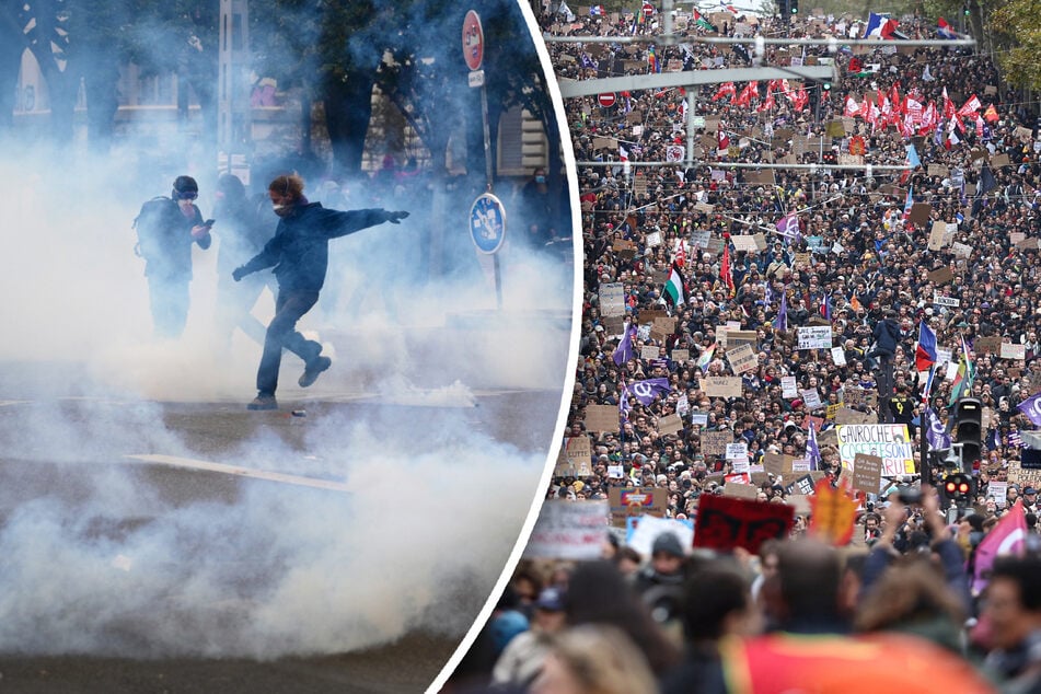 Großdemos in Europa: Zahlreiche Festnahmen und Tränengas-Einsatz