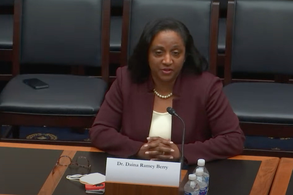Dr. Daina Ramey Berry, chair of the History Department at the University of Texas at Austin, shares her testimony during the hybrid House subcommittee hearing.