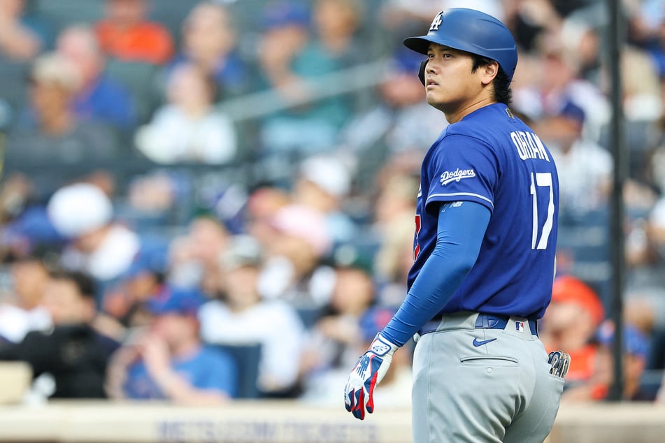 Shohei Ohtani of the Los Angeles Dodgers looks on before the game against the New York Mets at Citi Field on July 25, 2026.