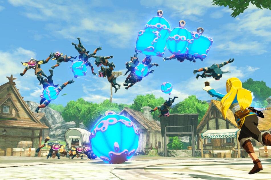 Auch Prinzessin Zelda beteiligt sich aktiv am Kampfgeschehen. Die Shiekah-Module wie Bombe oder Stase sind nützliche Angriffsoptionen.
