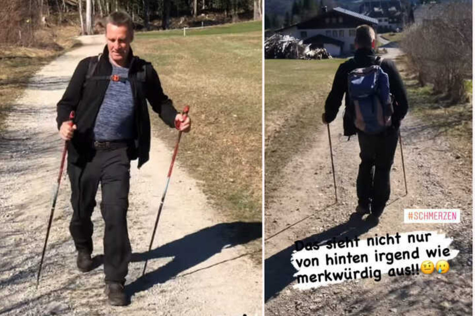 Jürgen Milski (58) hatte beim Wandern plötzlich einen ganz krummen Rücken. (Fotomontage)