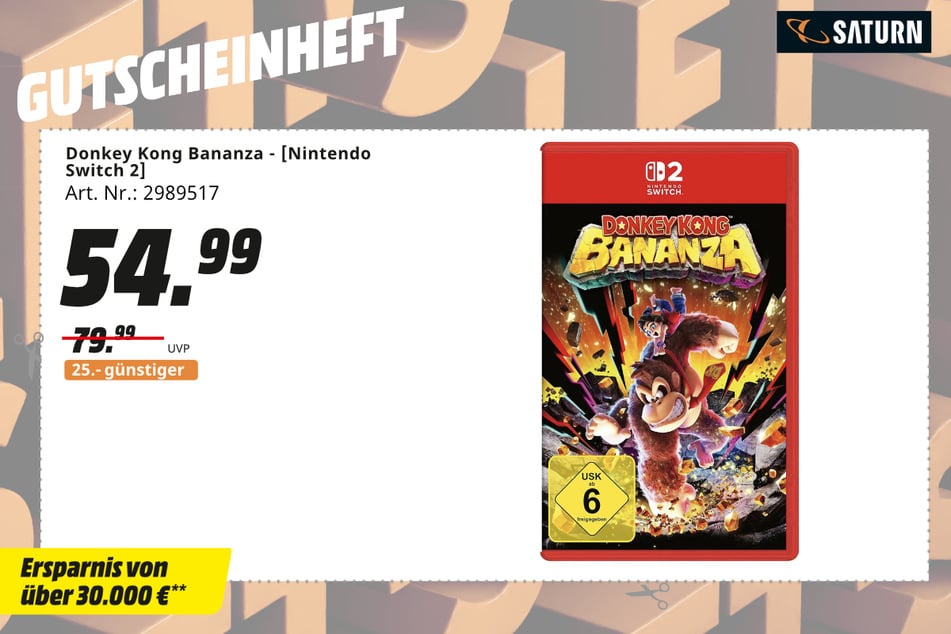 Donkey Kong Bananza für 54,99 statt 79,99 Euro.