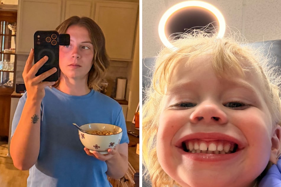 Kaylee Simons (26) wusste gar nicht, dass ihre Tochter Caroline (3) sich beim Stechen ihrer Ohrlöcher selbst fotografiert hatte.