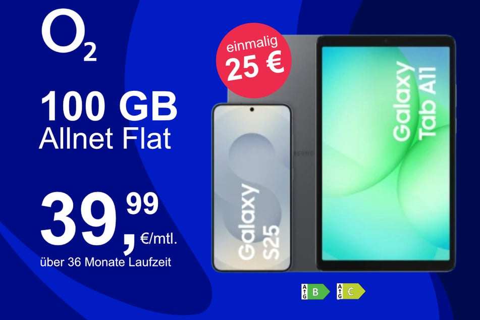 Das Samsung Galaxy S25 inklusive Tab A11 WiFi für einmalig 1 Euro.