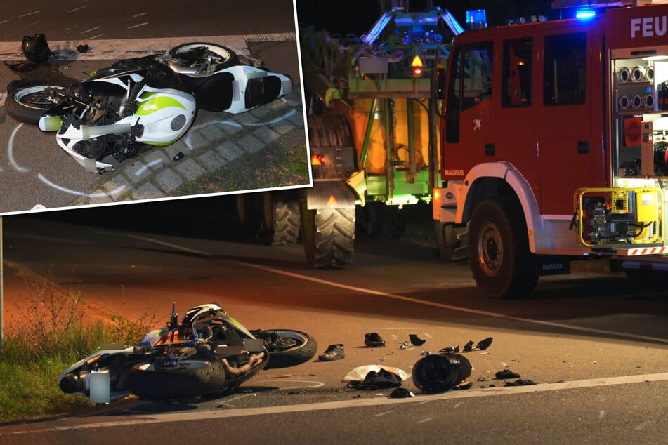 19-jähriger Biker kracht in Sachsen in Traktoranhänger und verletzt sich