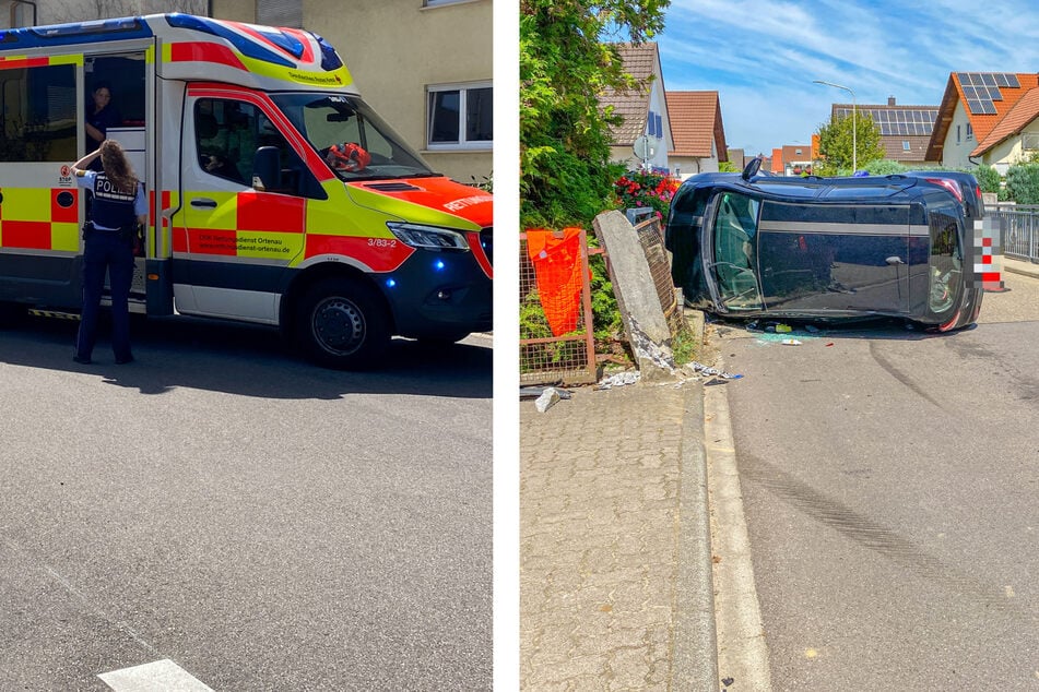 Auto schleudert gegen Geländer: Wilder Dorf-Crash fordert zwei Verletzte