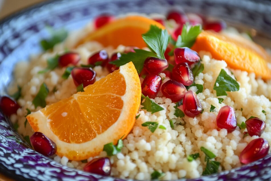 Rezept des Tages vom 22.8.2024: Fruchtiger Couscous-Salat.