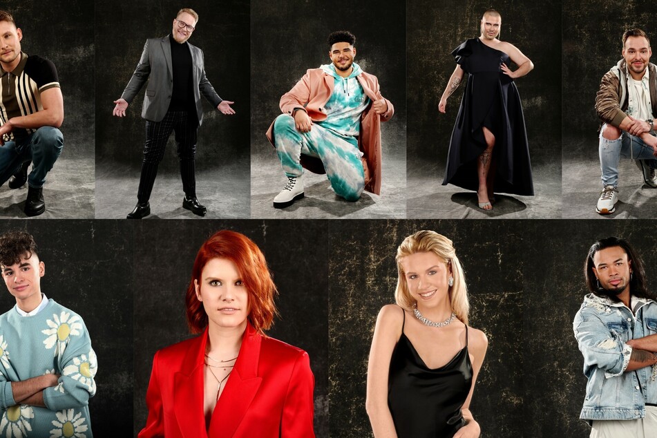 Jan, Jan-Marten, Starian, Ludi, Kevin und unten v.l.: Daniele, Michelle, Pia und Karl stehen im DSDS-Halbfinale.