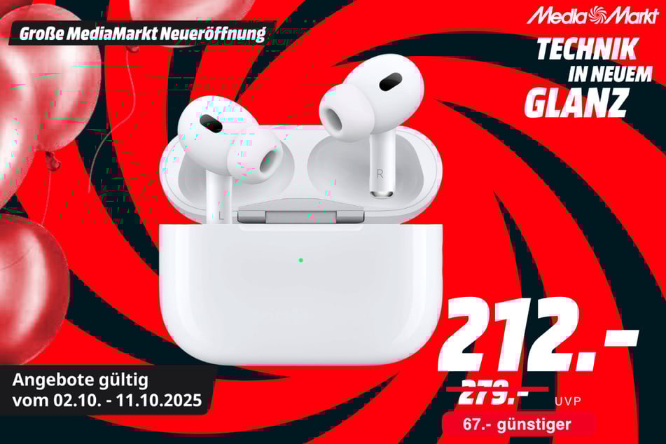 Apple AirPods Pro (2. Generation) mit MagSafe Case für 212 statt 279 Euro.