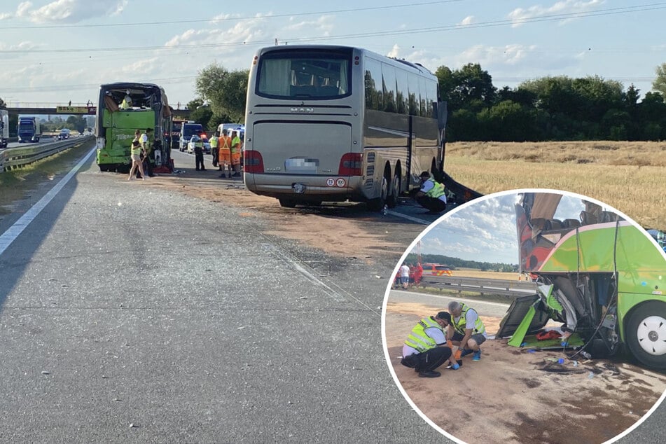 Schwerer Unfall mit zwei Bussen auf der Autobahn: Ein Toter und mehr als 70 Verletzte