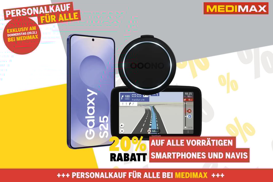20 Prozent Nachlass auf alle Produkte aus dem Bereich Smartphone und Navigation.