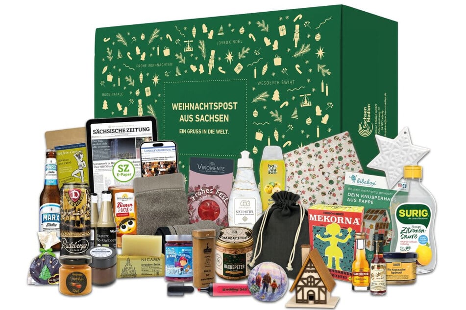 In der Geschenkbox warten ausgewählte sächsische Spezialitäten und Überraschungen auf Euch.
