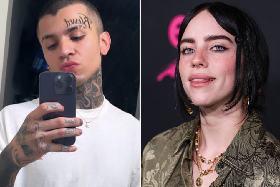 Reports claimed that Billie Eilish (r.) has been dating tattoo artist David Enth, but the singer was quick to dispute the viral allegations.