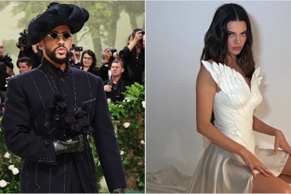 Kendall Jenner (r.) and Bad Bunny (l.) had a friendly reunion at the Met Gala afterparty.