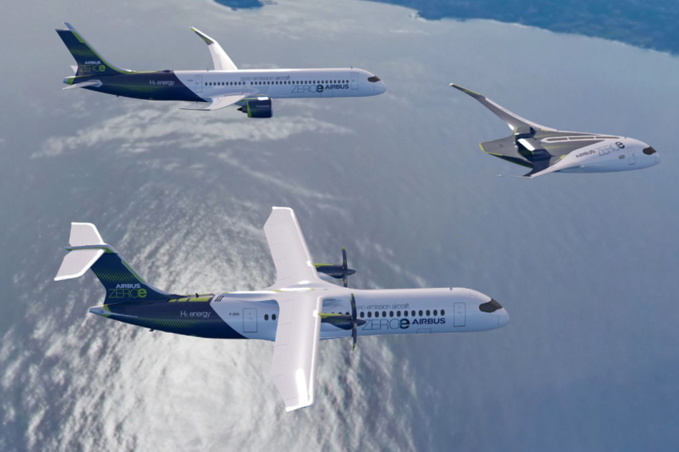 Die drei verschiedenen Konzepte zukünftiger Flugzeuge hat Airbus präsentiert.