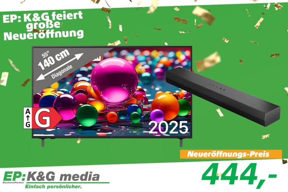55-Zoll LG-Fernseher PLUS Soundbar für 444 Euro.