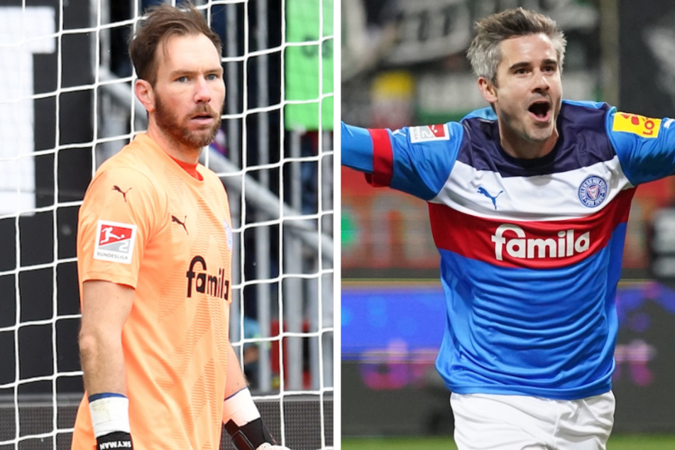 Kiels Robin Himmelmann (34, l.) und Fin Bartels (36) standen jahrelang bei St. Pauli unter Vertrags. Für Bartels wird das Spiel am Freitag gleich doppelt besonders.