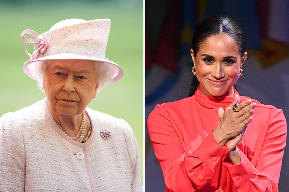 Meghan Markle (r) did not fly with Prince Harry to be by the Queen's side in her final moments, but here might be a good reason for her absence.