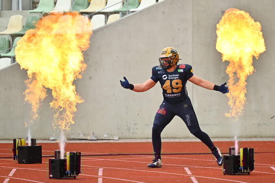 Gegen Hildesheim ist die Dresdner Defense heißgelaufen. Chris Noak (31) holte sich einen Quarterback-Sack.