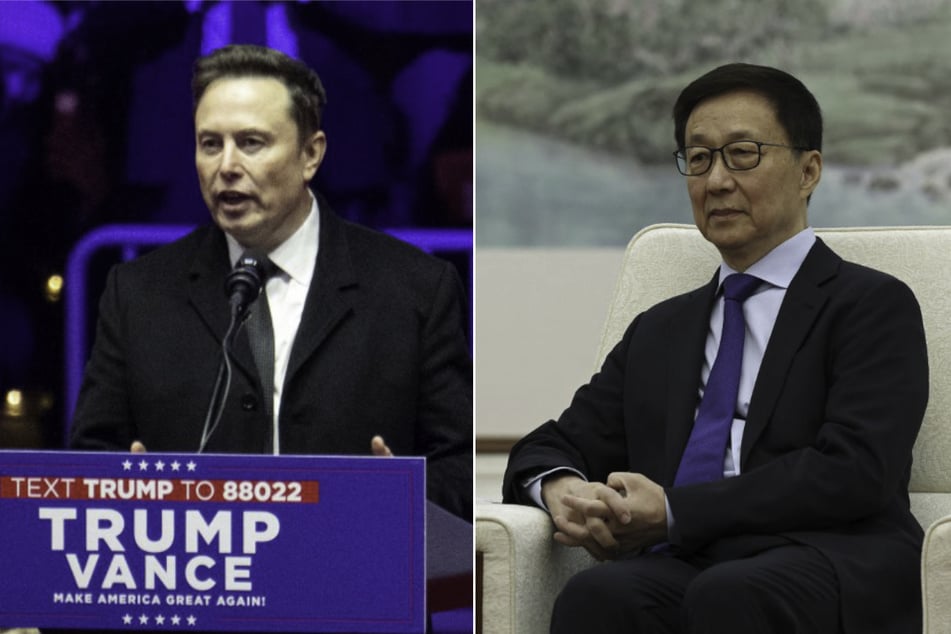 Chinese Vice President Han Zheng (r.) has encouraged Tesla CEO Elon Musk to deepen economic ties with his country.