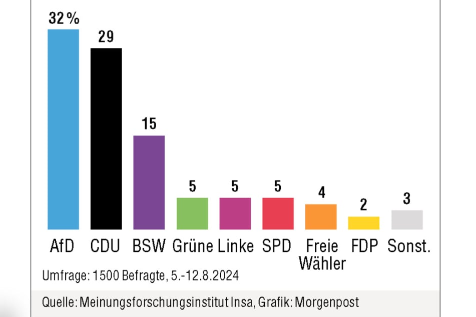 Laut Meinungsinstitut INSA hat die AfD die Nase vorn.