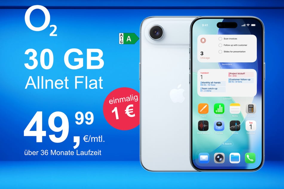 Das neue iPhone 17 Air inkl. 30 GB Datenvolumen für nur 1 Euro exklusiv bei o2.