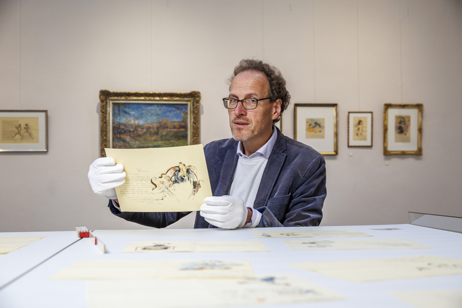 Kurator Michael Böhlitz (55) zeigt in der Galerie Himmel die bereits dritte Ausstellung mit Werken Max Schwimmers.