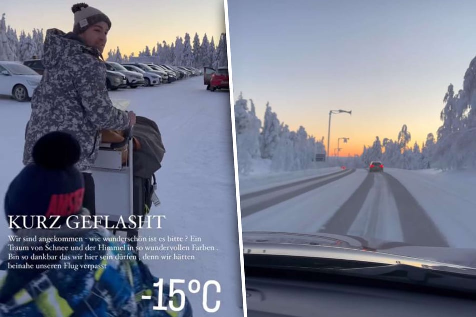 In Finnland angekommen waren Sarah Engels (30) und ihre Familie von der verschneiten Landschaft begeistert.