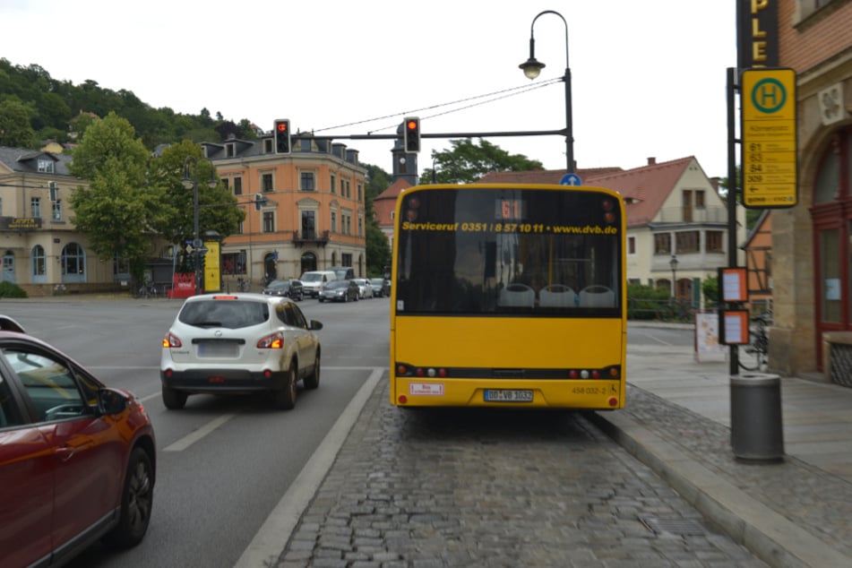 Die DVB-Linie 61 könnte theoretisch vom Körnerplatz aus über Weißig bis nach Rossendorf verlängert werden.