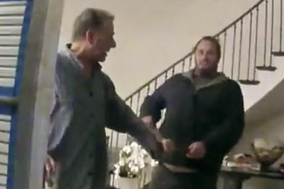 Bodycam footage of David DePape, left, moments before he attacked Paul Pelosi at his San Francisco home.