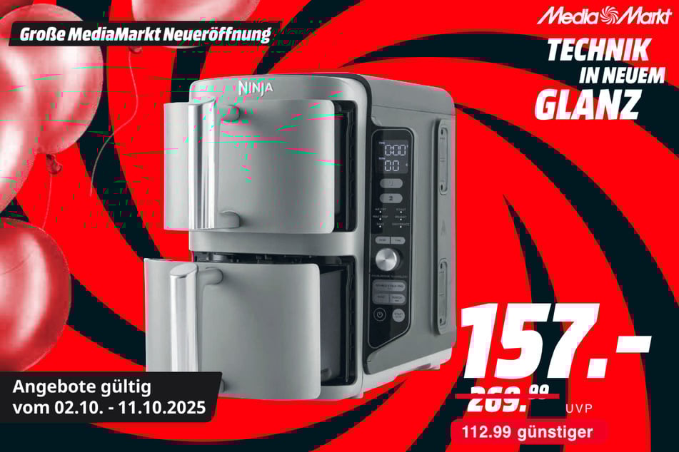 Ninja-Heissluftfritteuse SL400EU Double Stack für 157 statt 269,99 Euro.