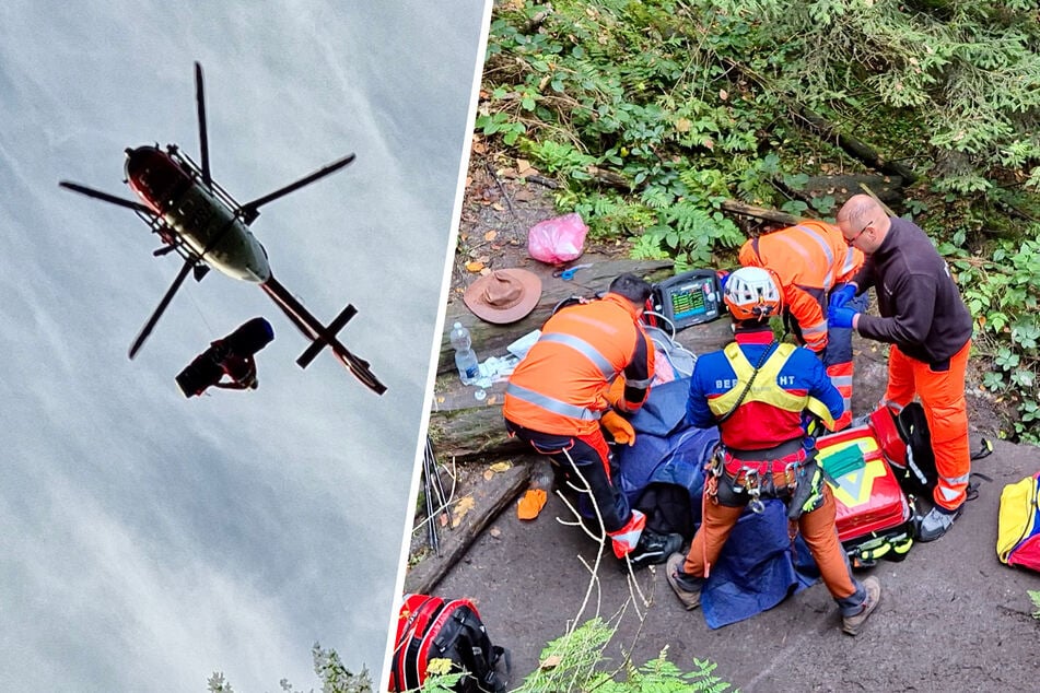Bergwacht in Sächsischer Schweiz stark gefordert: Rettungsheli im Dauereinsatz