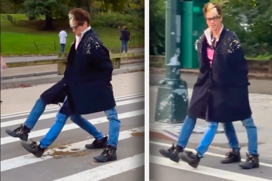 Mit vier Beinen lief Chris Ehrlich (43) durch den New Yorker Central Park.