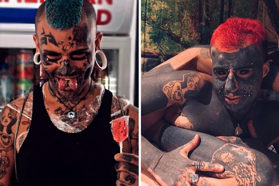 Body contortionist Nicolò Saverino has 70% of his body modifications