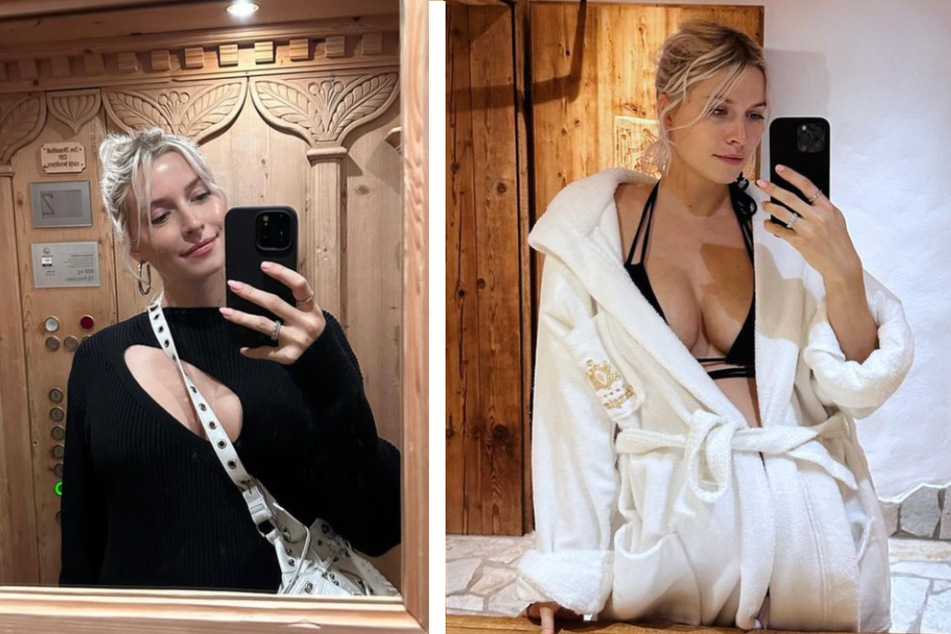 Lena Gercke (34) posiert im Wellness-Urlaub vor dem Spiegel. Mit den Selfies entzückt sie ihre Fans auf Instagram.