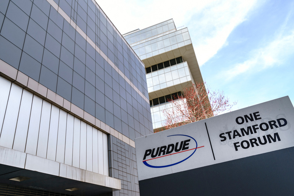 Purdue Pharma headquarters in downtown Stamford, Connecticut, on April 2, 2019.
