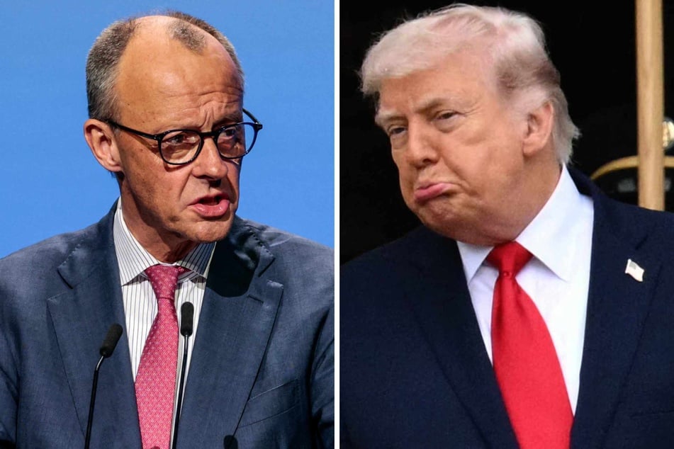 US President Donald Trump (r.) lashed out at German Chancellor Friedrich Merz again on Thursday.