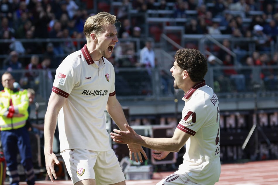 Sind die beiden effizient vorm Tor, siegt Dresden in aller Regel: Vincent Vermeij (31, l.) und Ben Bobzien (22).