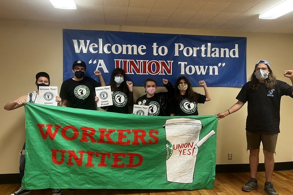 Portland-area Starbucks workers celebrate their union wins.