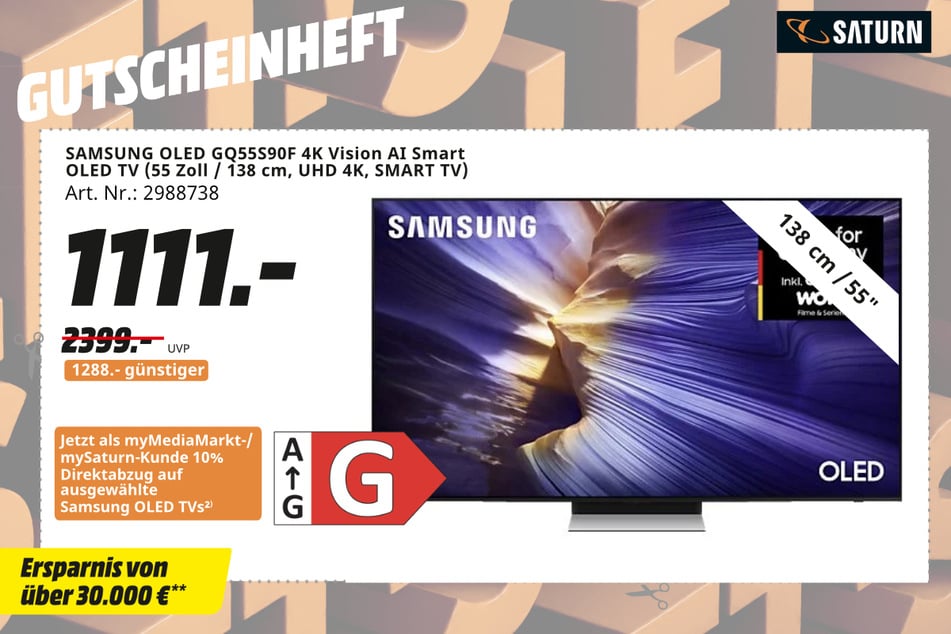 55-Zoll Samsung-Fernseher GQ55S90F für 1.111 statt 2.399 Euro.