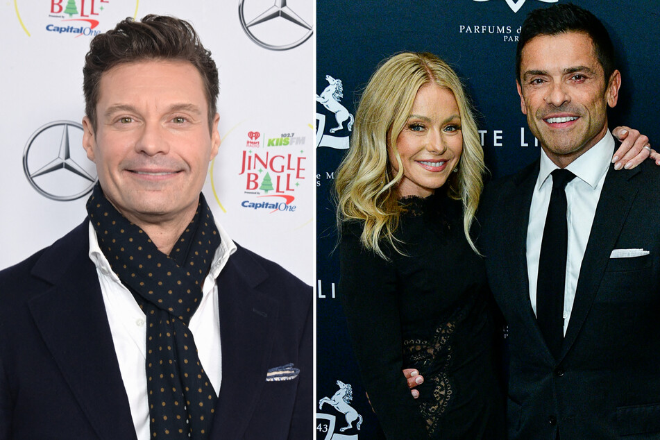Kelly Ripa's husband Mark Consuelos (r) will replace Ryan Seacrest (l) on Live with Kelly and Ryan.