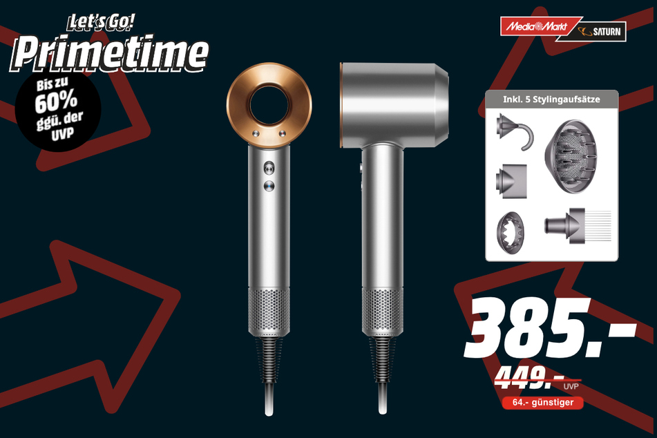 Dyson-Haartrockner für 385 statt 449 Euro.