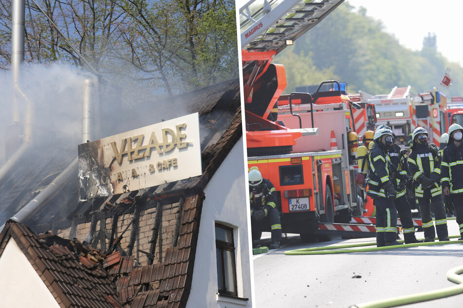 Köln: Großbrand in Kölner Restaurant: Feuerwehr sperrt Bereich weiträumig ab
