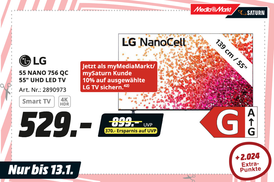 55-Zoll LG-Fernseher für 529 Euro.