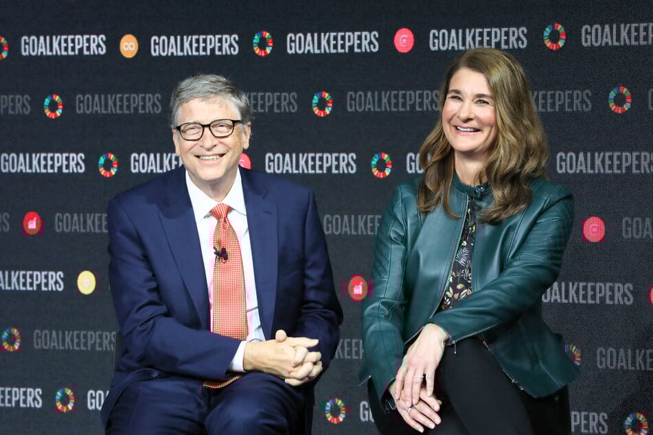 Bill Gates and his then wife Melinda Gates speak during the Goalkeepers event at the Lincoln Center on September 26, 2018, in New York.