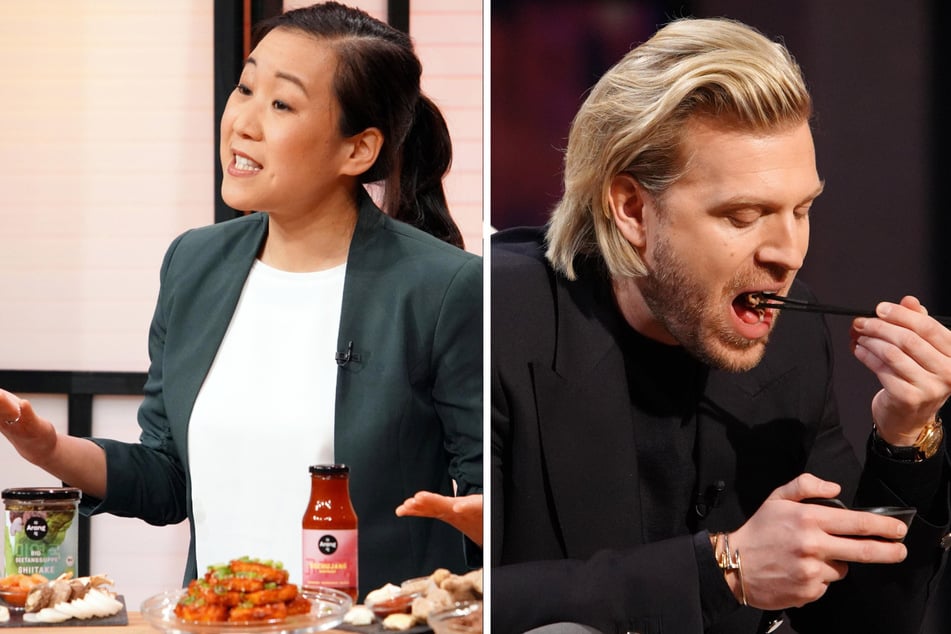 Die Hamburger Gründerin Sung-Hee (40) lässt unter anderem auch Investor Tillman Schulz von ihren Produkten probieren.