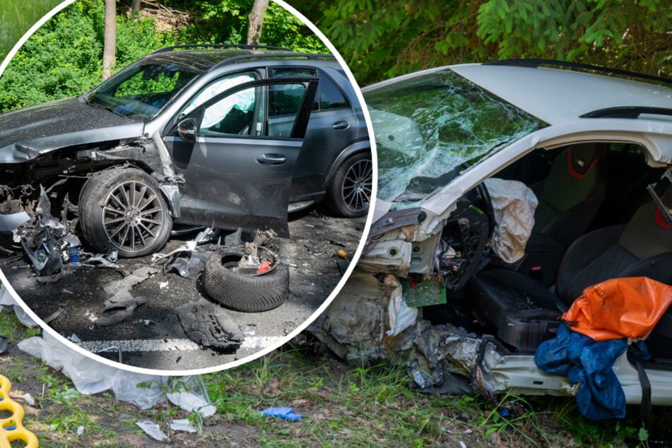 Reifen rausgerissen! Schwerer Crash auf Bundesstraße in Sachsen